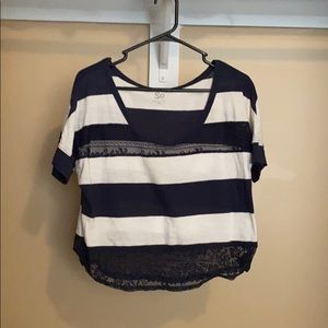 T shirt with lace detail